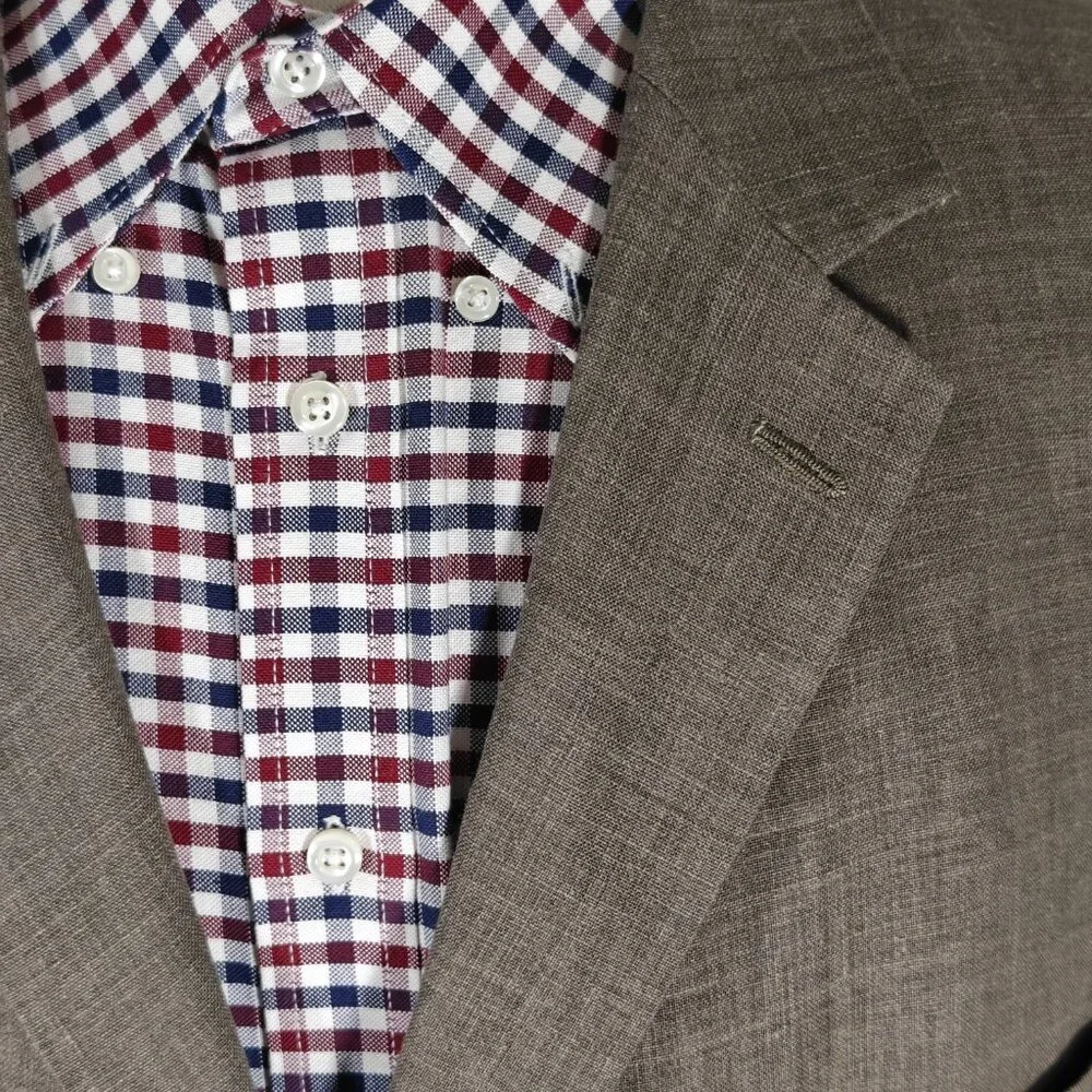 Coconut Grove Men's Sport Coat Blazer Three Button‎ Brown Linen Polyester 48R